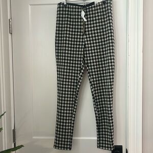 Zara black and white gingham legging mid rise with zipper front